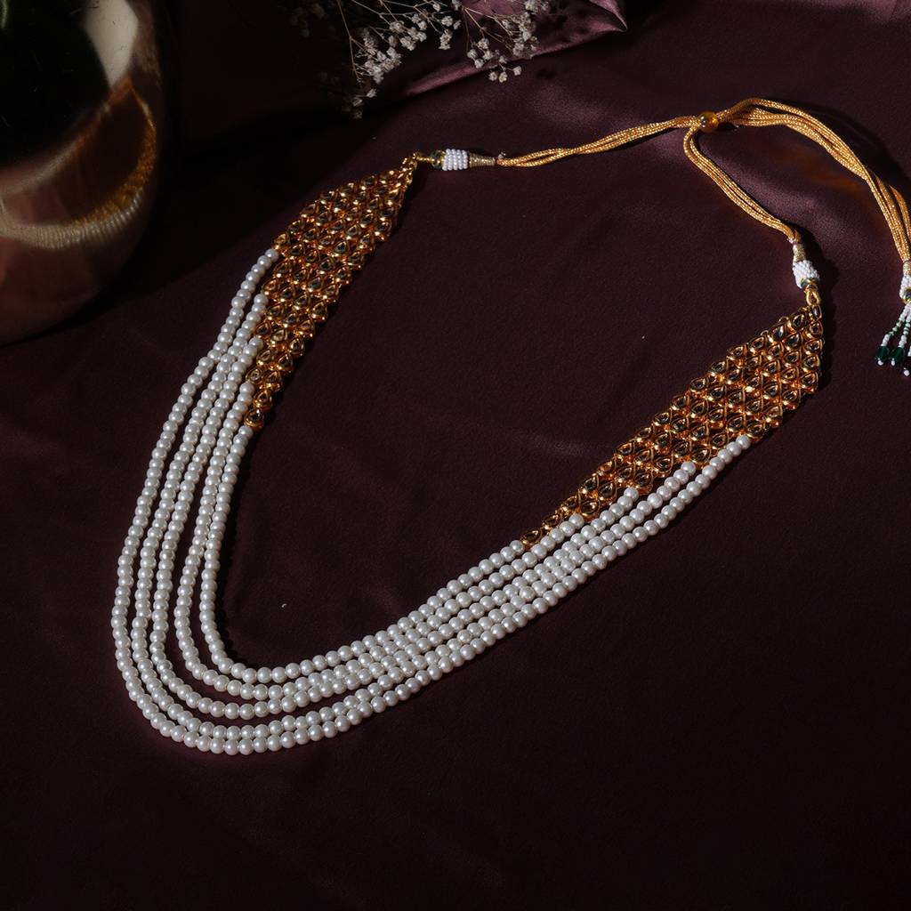 Long Kundan & Pearl Layered Neckpiece : RRMFEB23-44