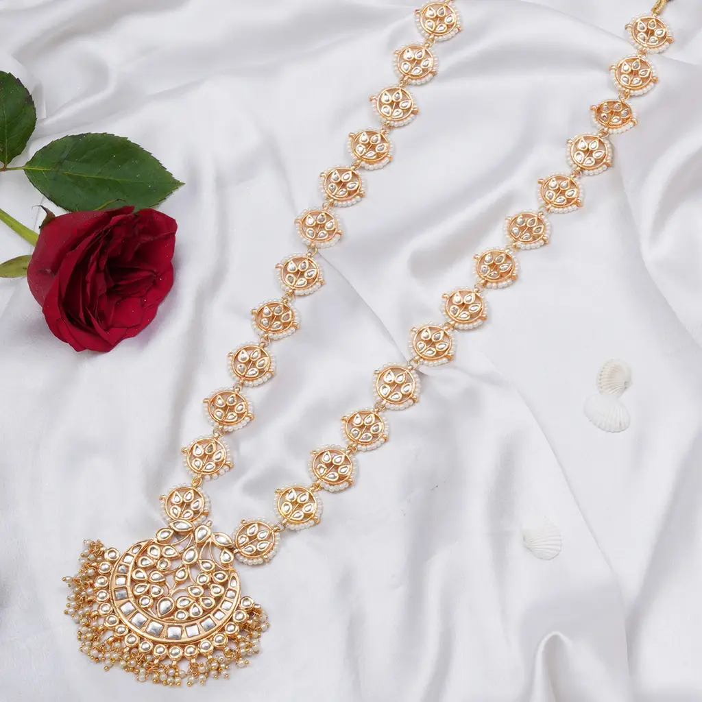 Long Kundan & Pearl Neckpiece For Men : RRMFEB23-46
