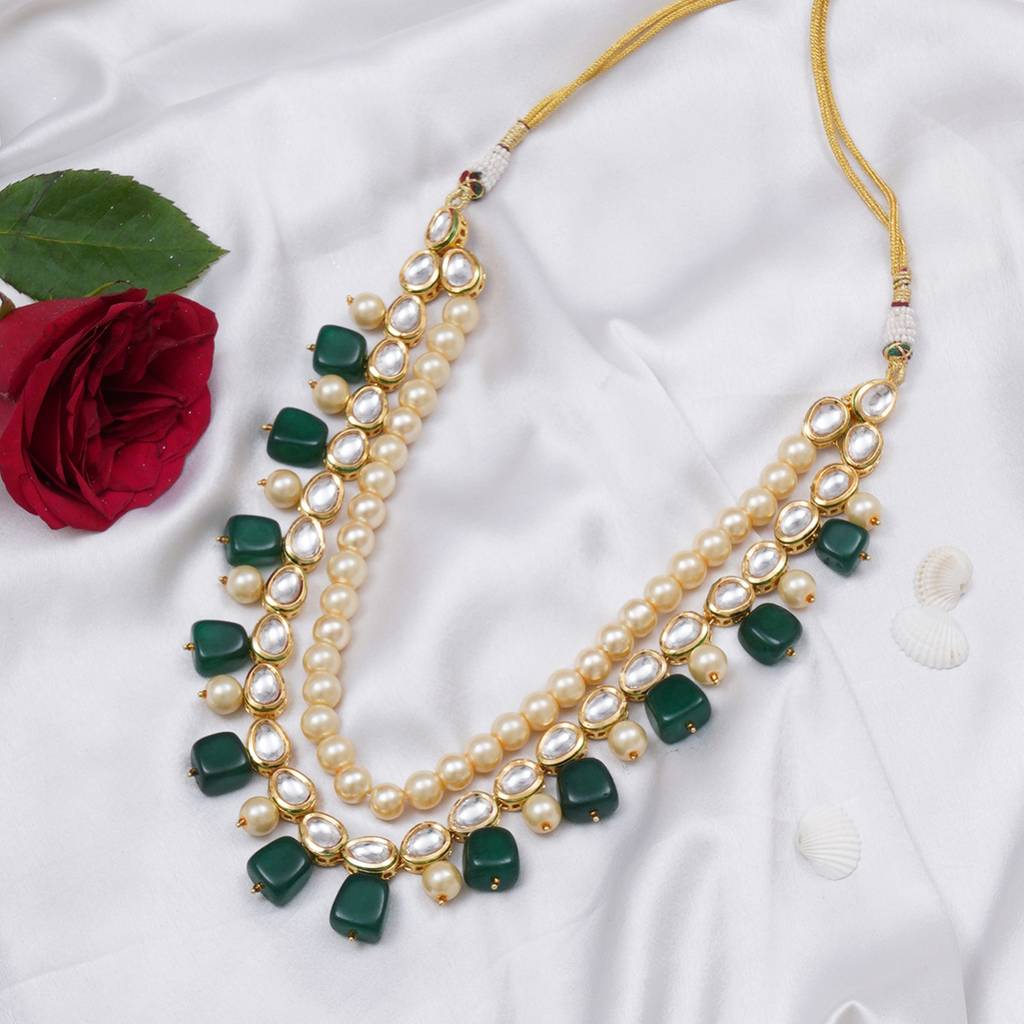 Grean And Pearl Layered Neckpiece : RRMFEB23-31