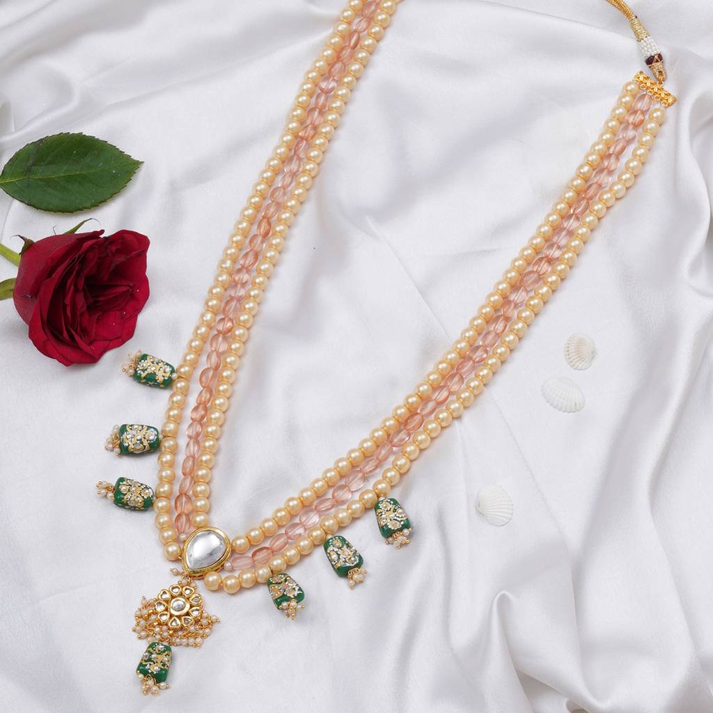 Long Kundan Layered Neckpiece With Mutli Stones : RRMFEB23-35