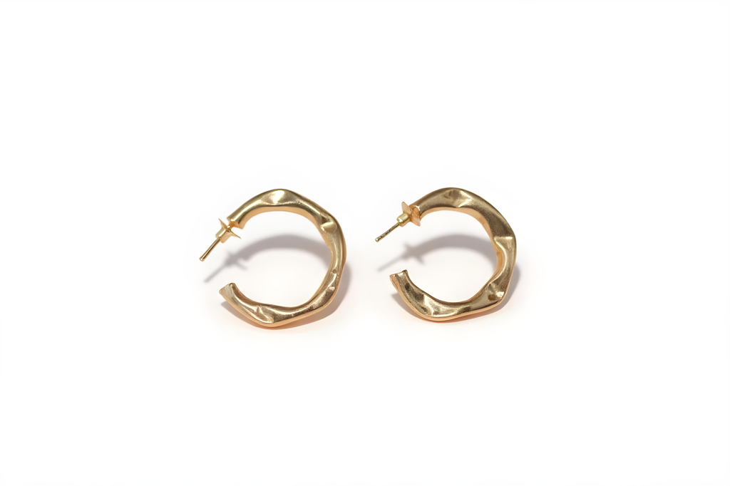 Textured Gold Hoop Earrings : RB2713