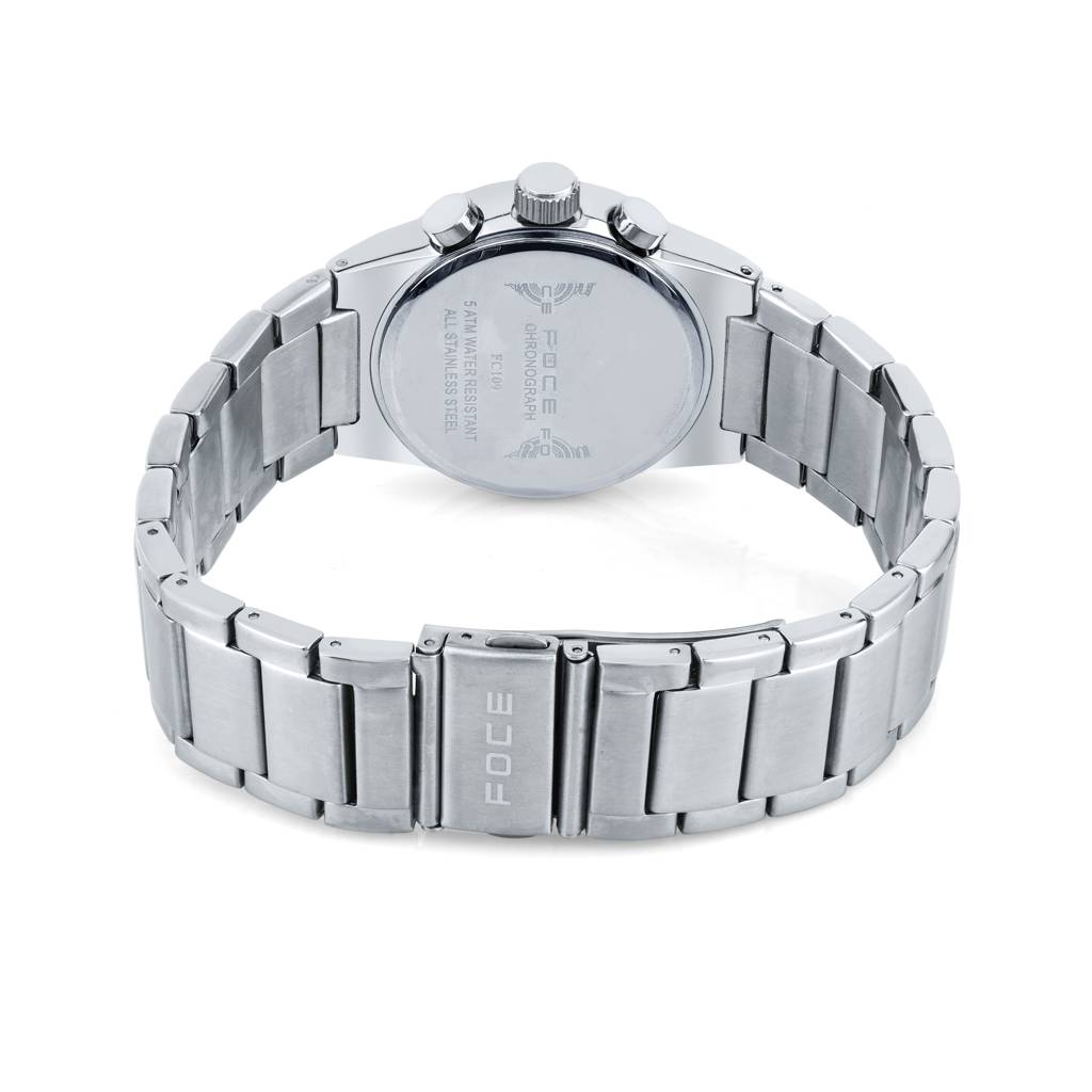 Men'S Chronograph Watch, Silver Case, Black Dial, Metal Strap, 3 Subdials, Date Window, Model Fc109Gsn : FC109GSNBLACK