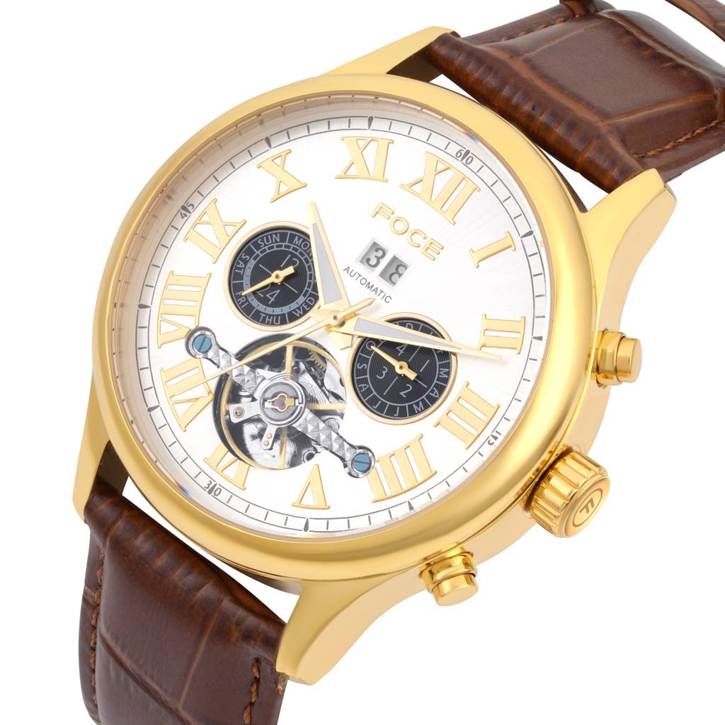 Men’S Automatic Stainless Steel Multifunction Watch | Month Subdial At 3, Day Subdial At 9, Date Window At 12, Op : FC11615GG1