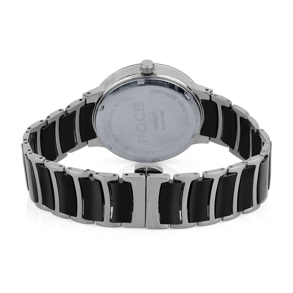 Stainless Steel Wrist Watch For Men, Diamond Studded Dial, Metal/Ceramic Strap, Separate Date, Sapphire Glass, M : FC11648GGR3
