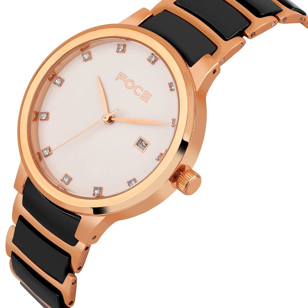 Stainless Steel Wrist Watch For Men, Diamond Studded Dial, Metal/Ceramic Strap, Separate Date, Sapphire Glass, M : FC11648GRG1