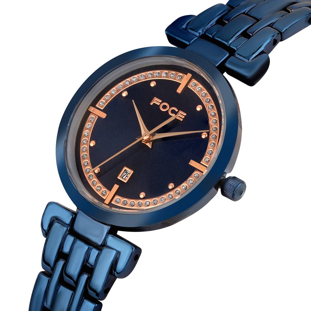 Diamond Studded Wrist Watch For Women, Metal Strap, Separate Date, Sapphire Glass, Model Fc11653Lbl4 : FC11653LBL4