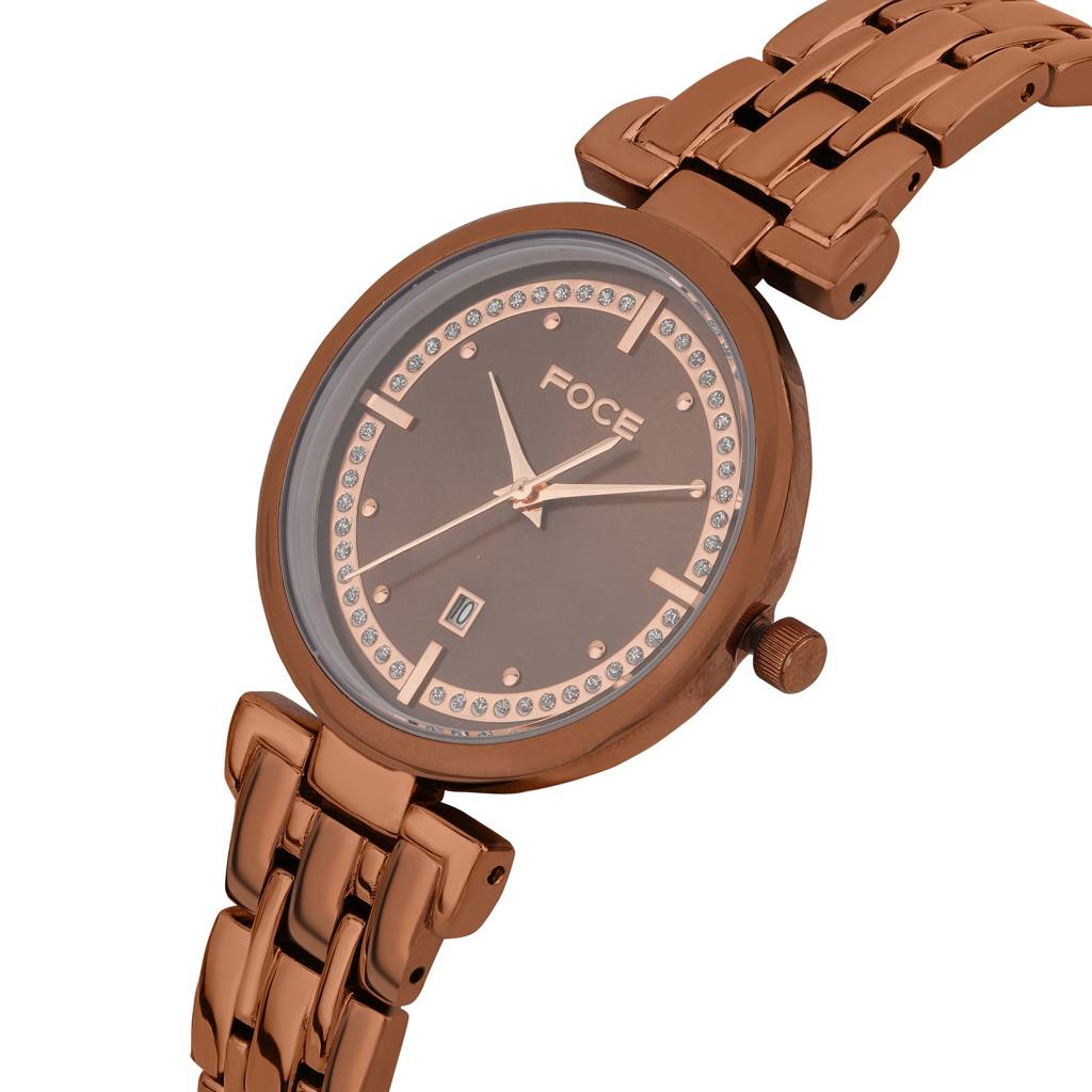 Diamond Studded Wrist Watch For Women, Metal Strap, Separate Date, Sapphire Glass, Model Fc11653Lbl4 : FC11653LBR6