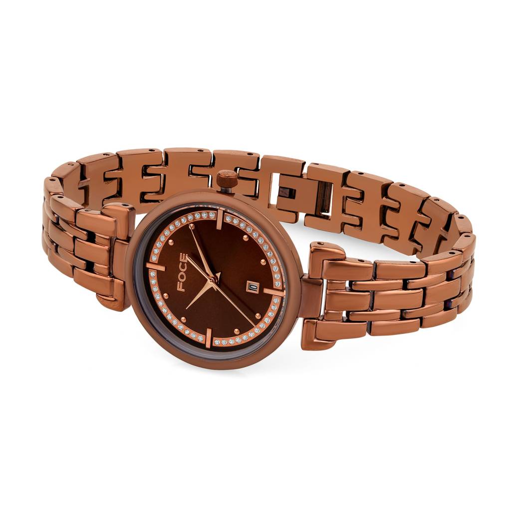Diamond Studded Wrist Watch For Women, Metal Strap, Separate Date, Sapphire Glass, Model Fc11653Lbl4 : FC11653LBR6