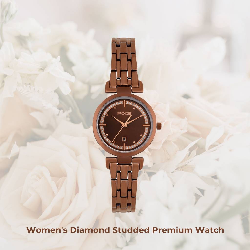 Diamond Studded Wrist Watch For Women, Metal Strap, Separate Date, Sapphire Glass, Model Fc11653Lbl4 : FC11653LBR6