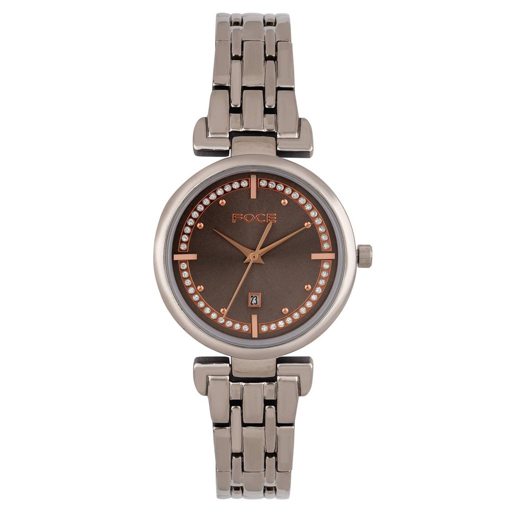 Diamond Studded Wrist Watch For Women, Metal Strap, Separate Date, Sapphire Glass, Model Fc11653Lbl4 : FC11653LGR3