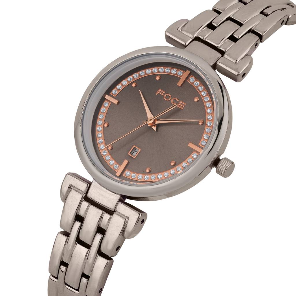 Diamond Studded Wrist Watch For Women, Metal Strap, Separate Date, Sapphire Glass, Model Fc11653Lbl4 : FC11653LGR3