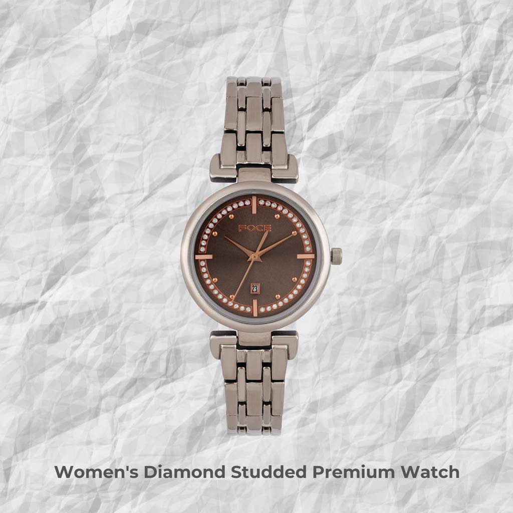 Diamond Studded Wrist Watch For Women, Metal Strap, Separate Date, Sapphire Glass, Model Fc11653Lbl4 : FC11653LGR3