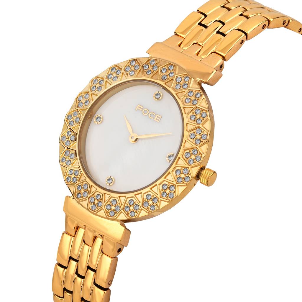 Diamond Studded Wrist Watch For Women, Metal Strap, Sapphire Glass, Model Fc11655Lbl4 : FC11655LG1