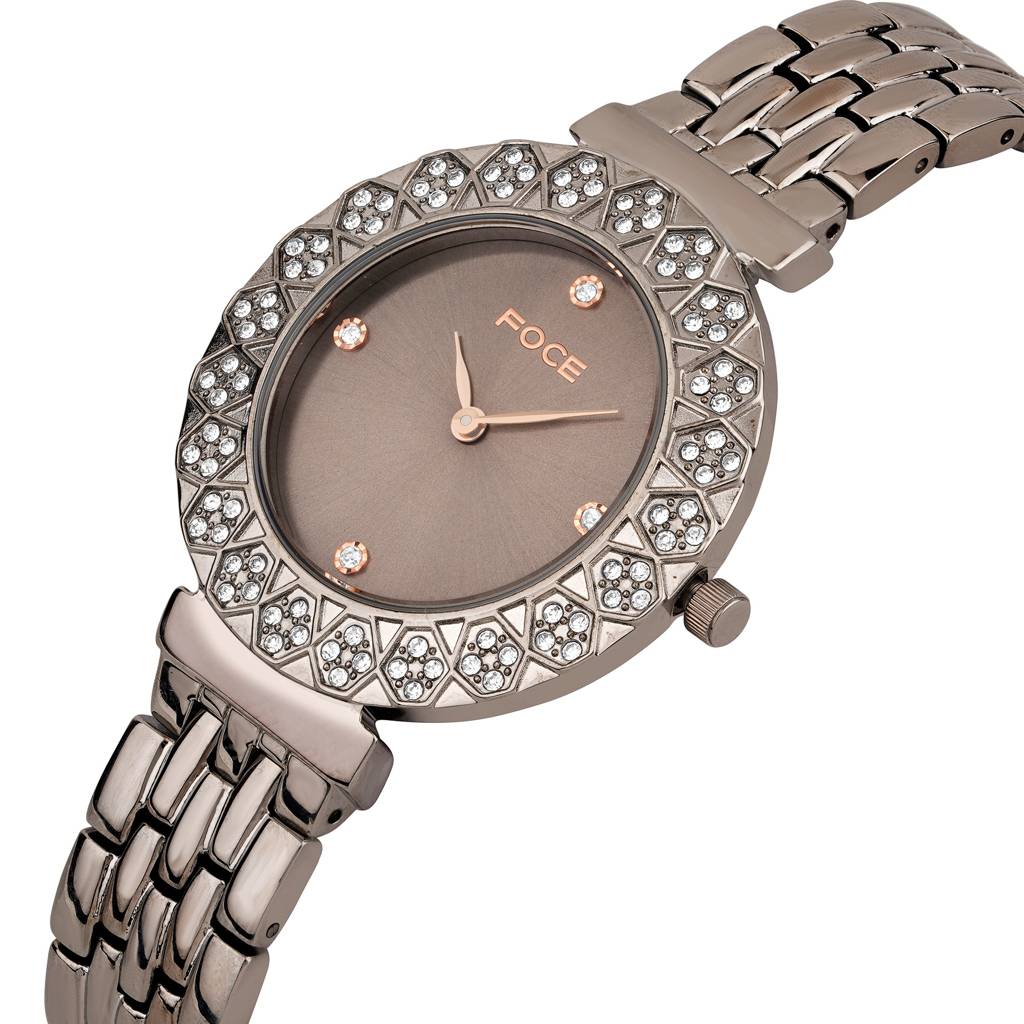 Diamond Studded Wrist Watch For Women, Metal Strap, Sapphire Glass, Model Fc11655Lbl4 : FC11655LGR3