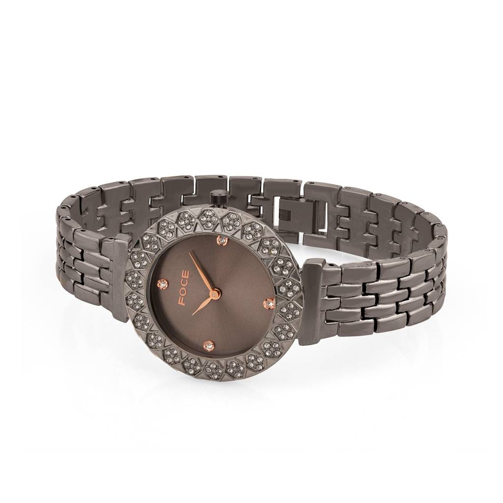 Diamond Studded Wrist Watch For Women, Metal Strap, Sapphire Glass, Model Fc11655Lbl4 : FC11655LGR3