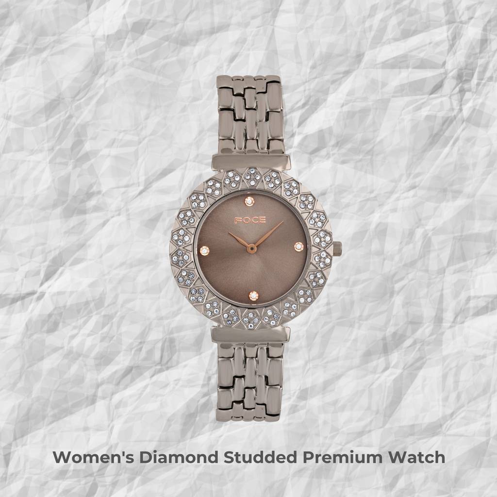 Diamond Studded Wrist Watch For Women, Metal Strap, Sapphire Glass, Model Fc11655Lbl4 : FC11655LGR3