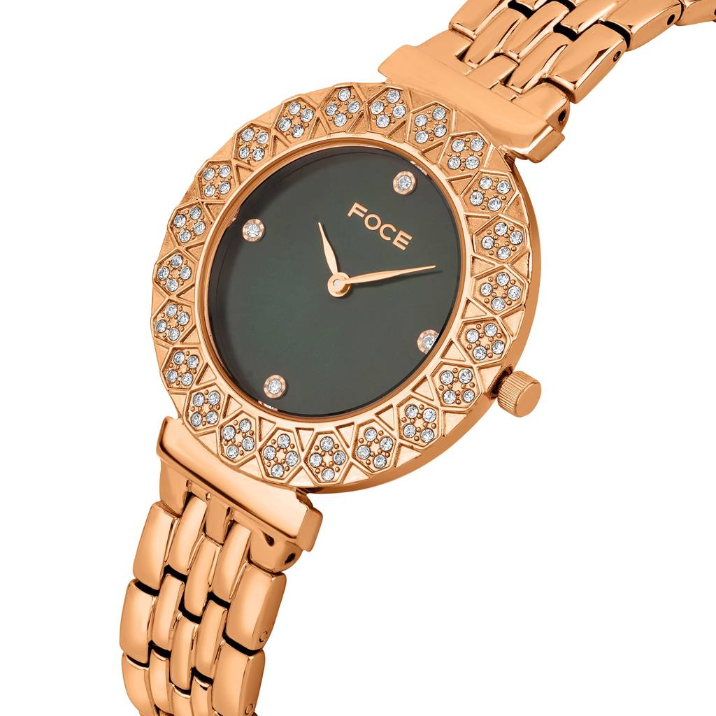 Diamond Studded Wrist Watch For Women, Metal Strap, Sapphire Glass, Model Fc11655Lbl4 : FC11655LRG2