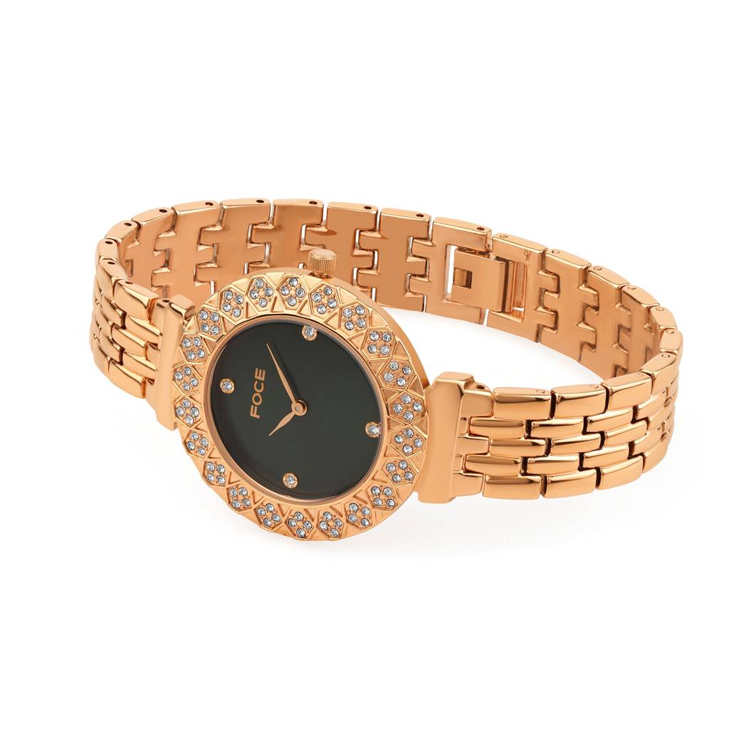 Diamond Studded Wrist Watch For Women, Metal Strap, Sapphire Glass, Model Fc11655Lbl4 : FC11655LRG2