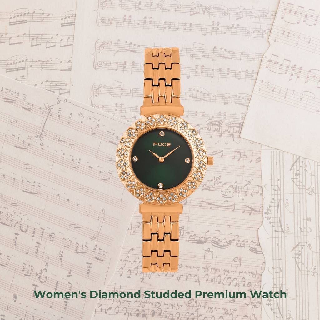 Diamond Studded Wrist Watch For Women, Metal Strap, Sapphire Glass, Model Fc11655Lbl4 : FC11655LRG2