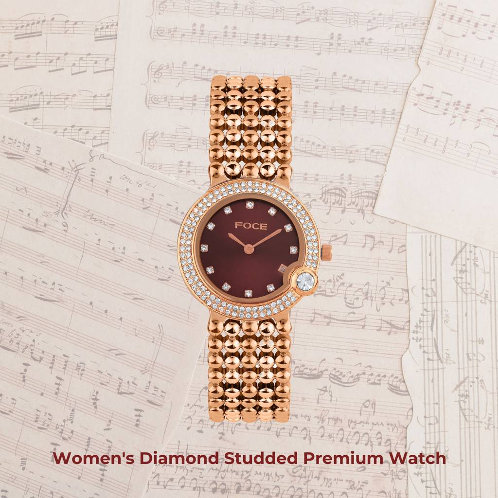 Diamond Studded Wrist Watch For Women, Metal Strap, Sapphire Glass, Model Fc11656Lbl4 : FC11656LRG6