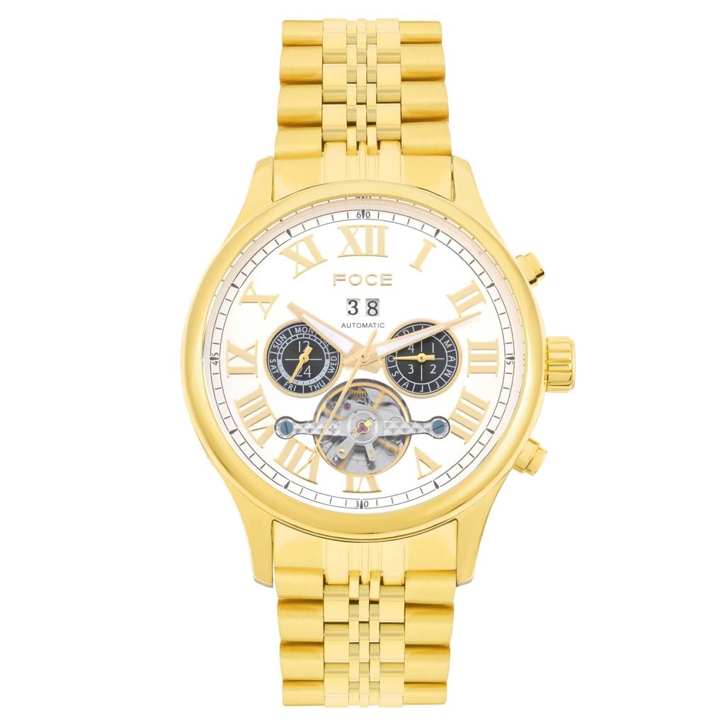 Men’S Automatic Stainless Steel Multifunction | Roman Dial, Month Subdial At 3, Day Subdial At 9, Date Window At  : FC11817GG1