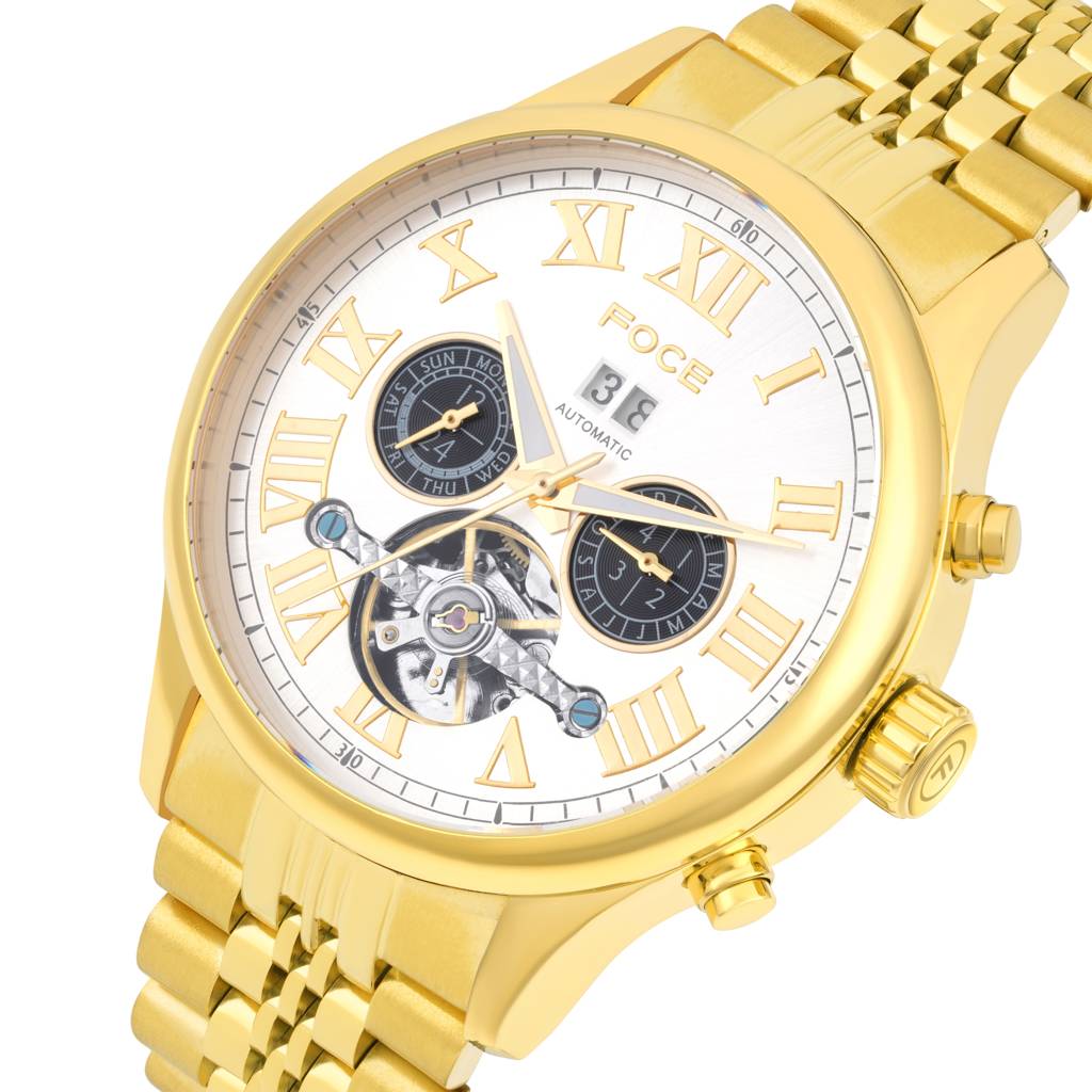 Men’S Automatic Stainless Steel Multifunction | Roman Dial, Month Subdial At 3, Day Subdial At 9, Date Window At  : FC11817GG1