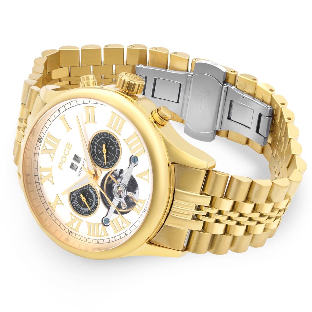 Men’S Automatic Stainless Steel Multifunction | Roman Dial, Month Subdial At 3, Day Subdial At 9, Date Window At  : FC11817GG1