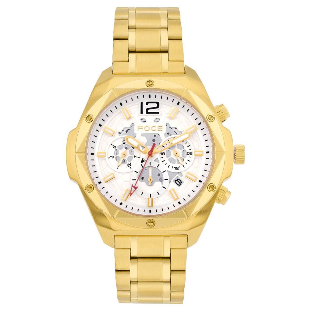 Men’S Quartz Stainless Steel Multifunction Watch | 24Hr Subdial At 3, Day Subdial At 9, Date Window At 4:30, Dual : FC11932GG1