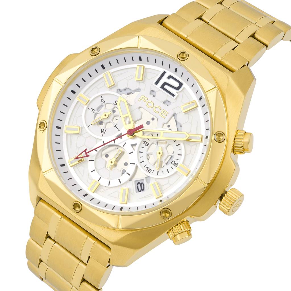 Men’S Quartz Stainless Steel Multifunction Watch | 24Hr Subdial At 3, Day Subdial At 9, Date Window At 4:30, Dual : FC11932GG1