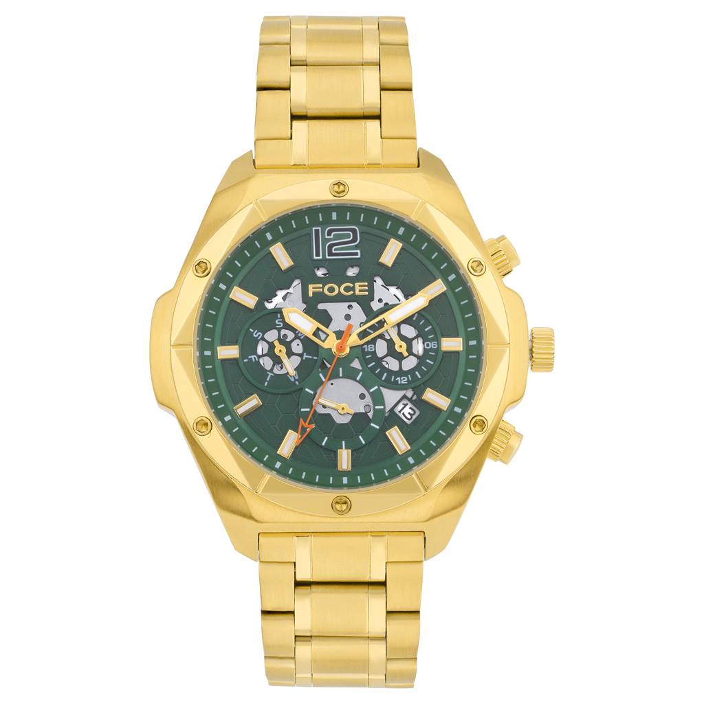 Men’S Quartz Stainless Steel Multifunction Watch | 24Hr Subdial At 3, Day Subdial At 9, Date Window At 4:30, Dual : FC11932GG2