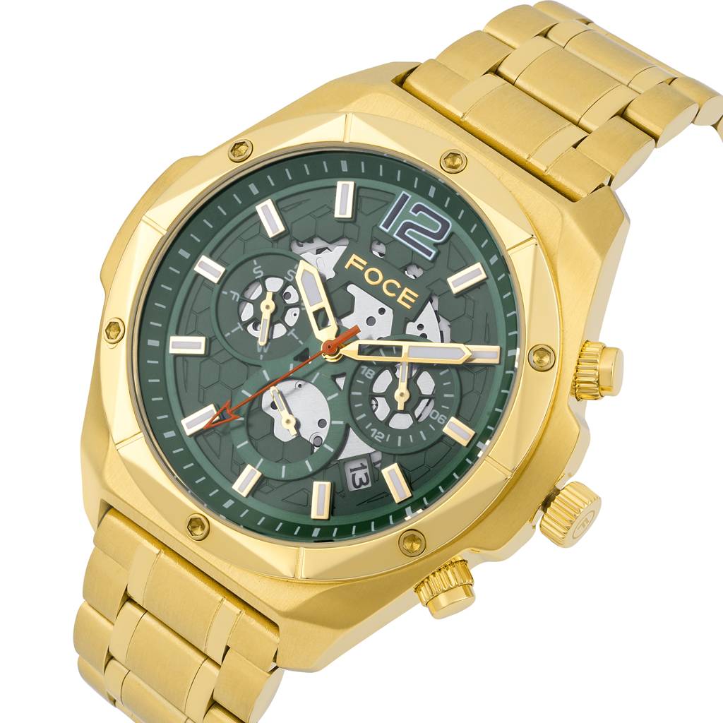 Men’S Quartz Stainless Steel Multifunction Watch | 24Hr Subdial At 3, Day Subdial At 9, Date Window At 4:30, Dual : FC11932GG2