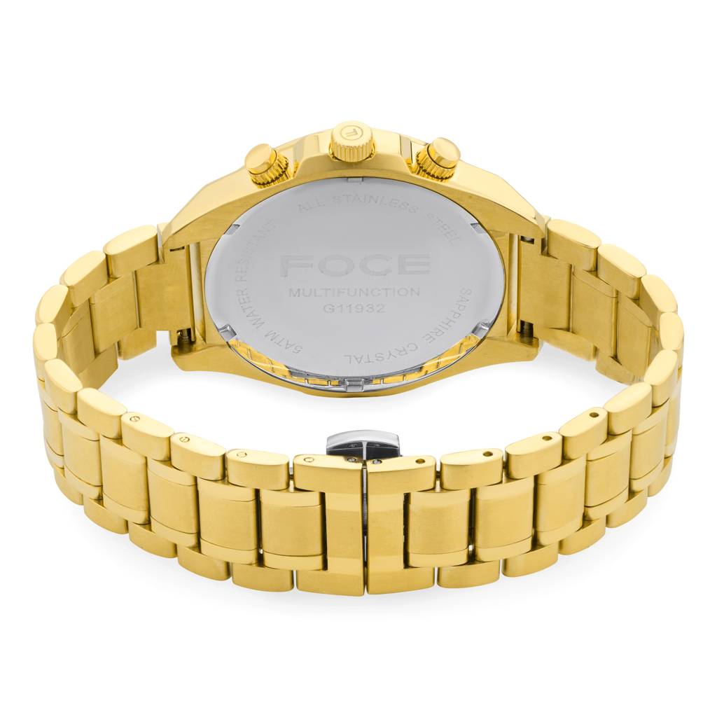 Men’S Quartz Stainless Steel Multifunction Watch | 24Hr Subdial At 3, Day Subdial At 9, Date Window At 4:30, Dual : FC11932GG2