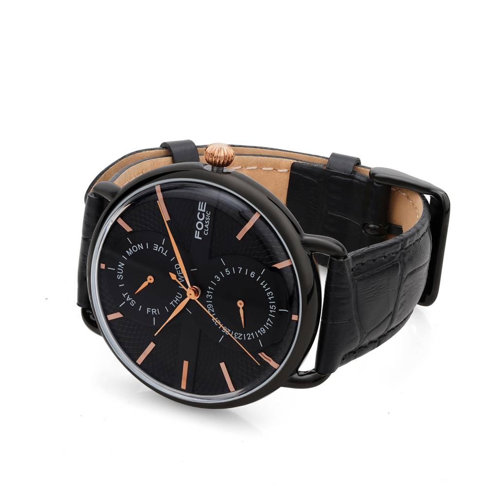 Men'S Analog Watch, Day & Date Subdials, Curved Dome Glass, Premium Design – Model Fc11Bbl : FC11BBLBLACK