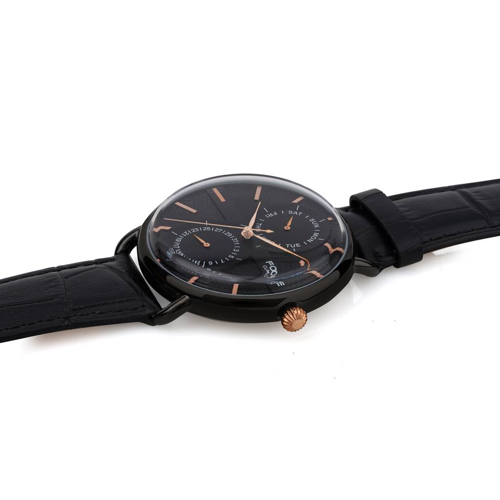 Men'S Analog Watch, Day & Date Subdials, Curved Dome Glass, Premium Design – Model Fc11Bbl : FC11BBLBLACK