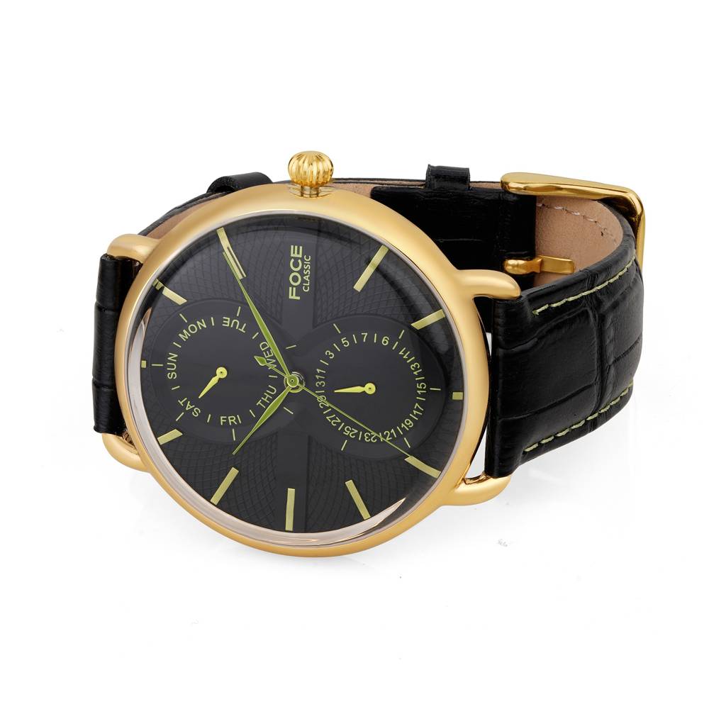 Men'S Analog Watch, Day & Date Subdials, Curved Dome Glass, Premium Design – Model Fc11Bbl : FC11GGLGREEN
