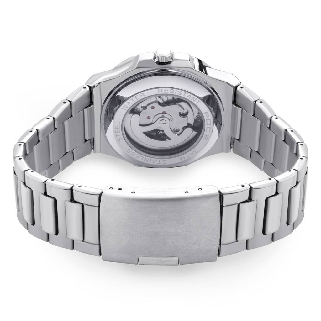 Men’S Automatic Stainless Steel Round Watch – Silver Case & Strap, White Skeleton Dial, Premium Luxury Analog Wris : FC14BST01