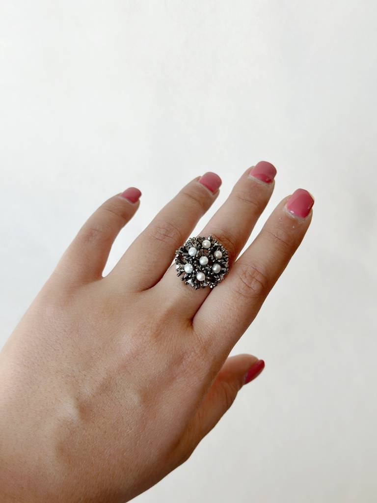 Sunshine Mini Pearl Ring Meteorite Black - Freesize (Us 5 - 7.5 / India 9 - 15.5 / Inner Dia 15.6 - 17.7Mm) : BS40B-10
