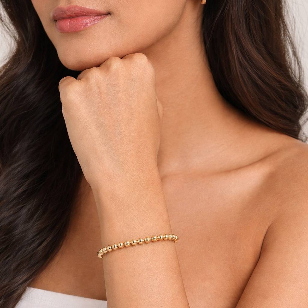 18K Gold Plated Ball Bead Chain Bracelet : RJFSBR87