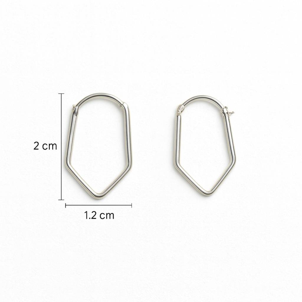 925 Sterling Silver Geometric Hoop Earrings : RJSPER70