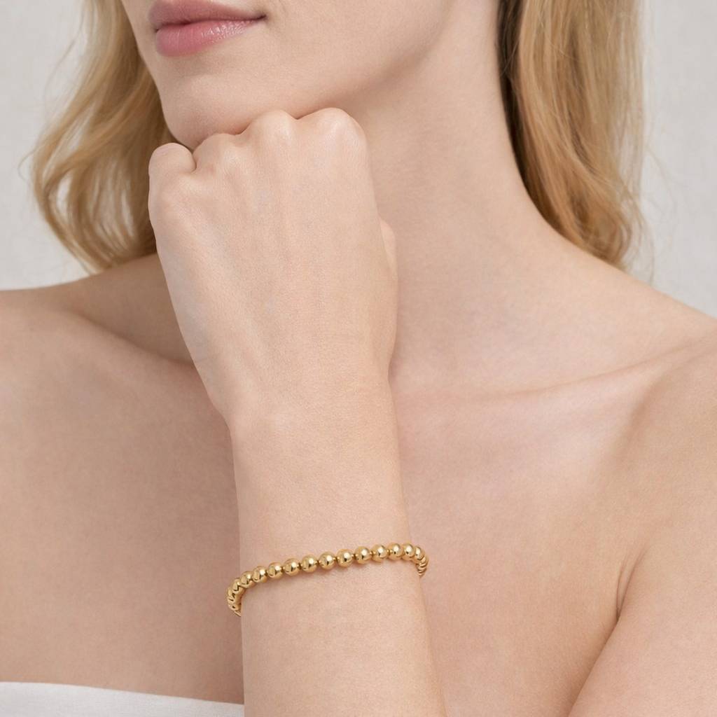 18K Gold Plated Ball Bead Chain Bracelet : RJFSBR87
