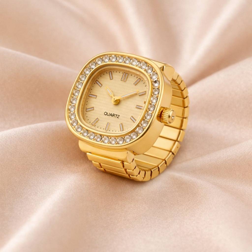 Gold Plated Zircon Square Quartz Watch Vintage-Inspired Square Face Gold Bracelet Zirconia Watch  main image 4