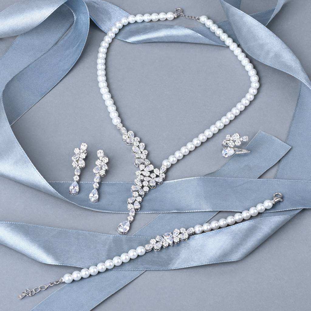 Pearl Petal Fusion Jewellery Set : JS3