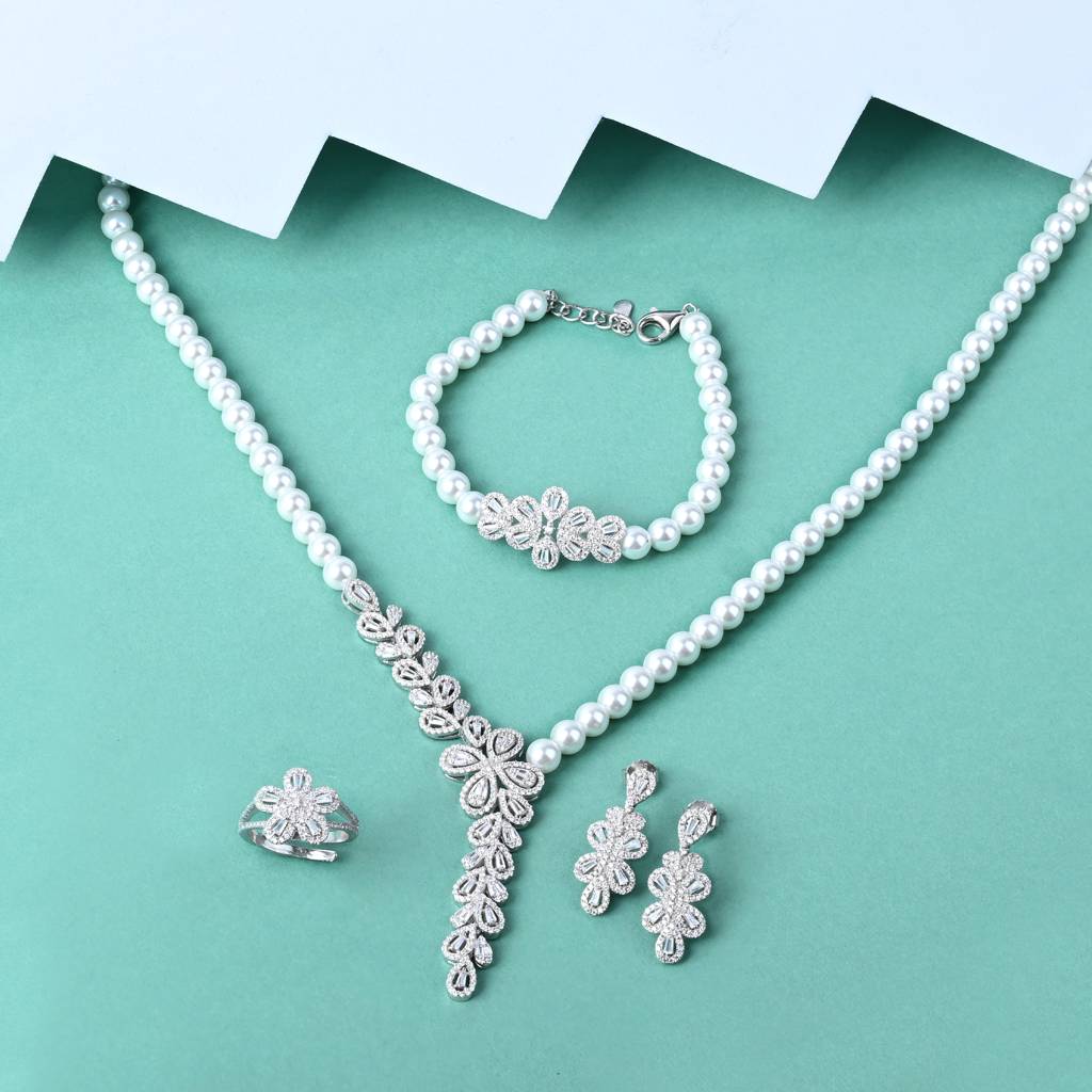 Pearl Petal Jewellery Set : JS6