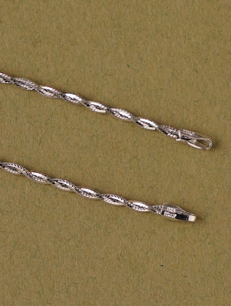 925 Sterling Silver Elegant Twisted Rope Chain Anklets : ARSP159