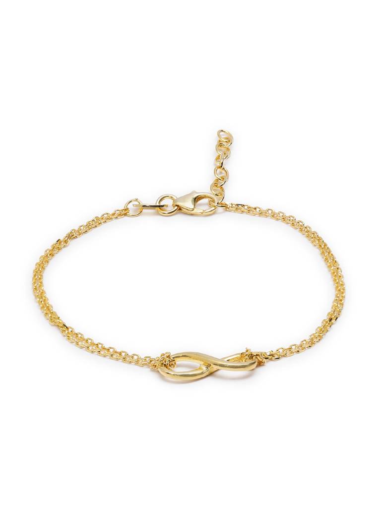 18Kt Gold Plated Double Chain Infinity Charm Bracelet : FJB5401