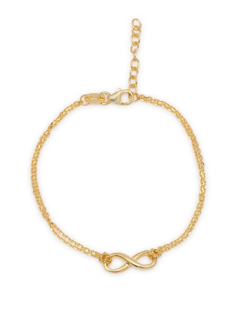 18Kt Gold Plated Double Chain Infinity Charm Bracelet : FJB5401
