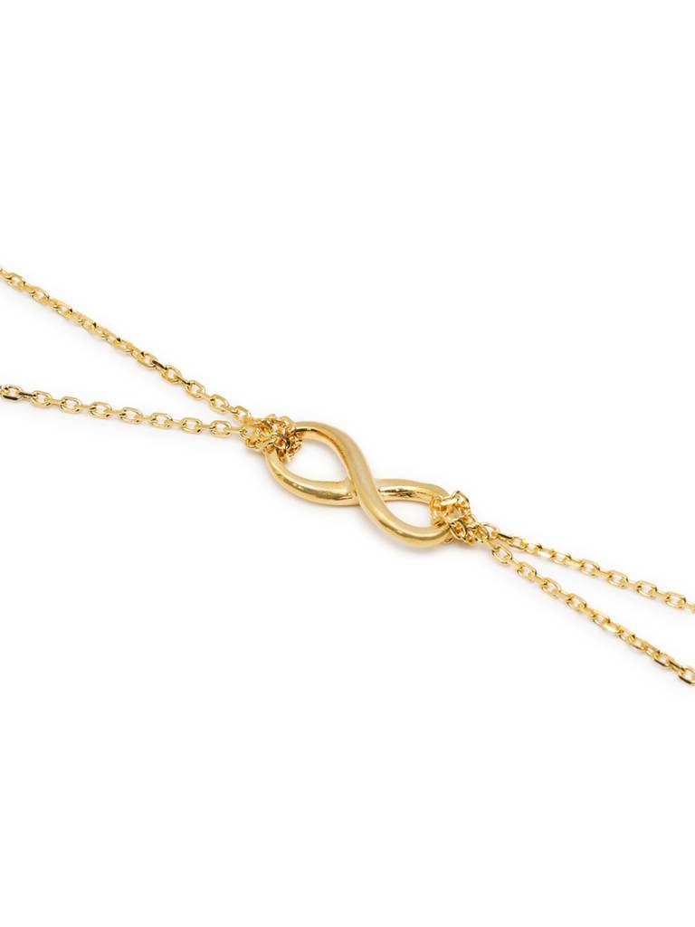 18Kt Gold Plated Double Chain Infinity Charm Bracelet : FJB5401