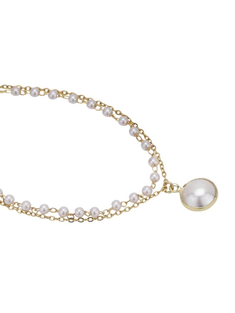 Gold Plated Pearl Double Chain Wraparound Bracelet : FJB5441