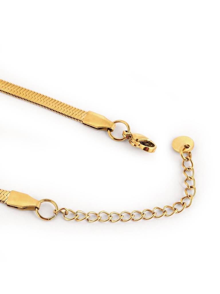 18Kt Gold Plated Bow Charm Adjustable Snake Chain Bracelet : FJB5533