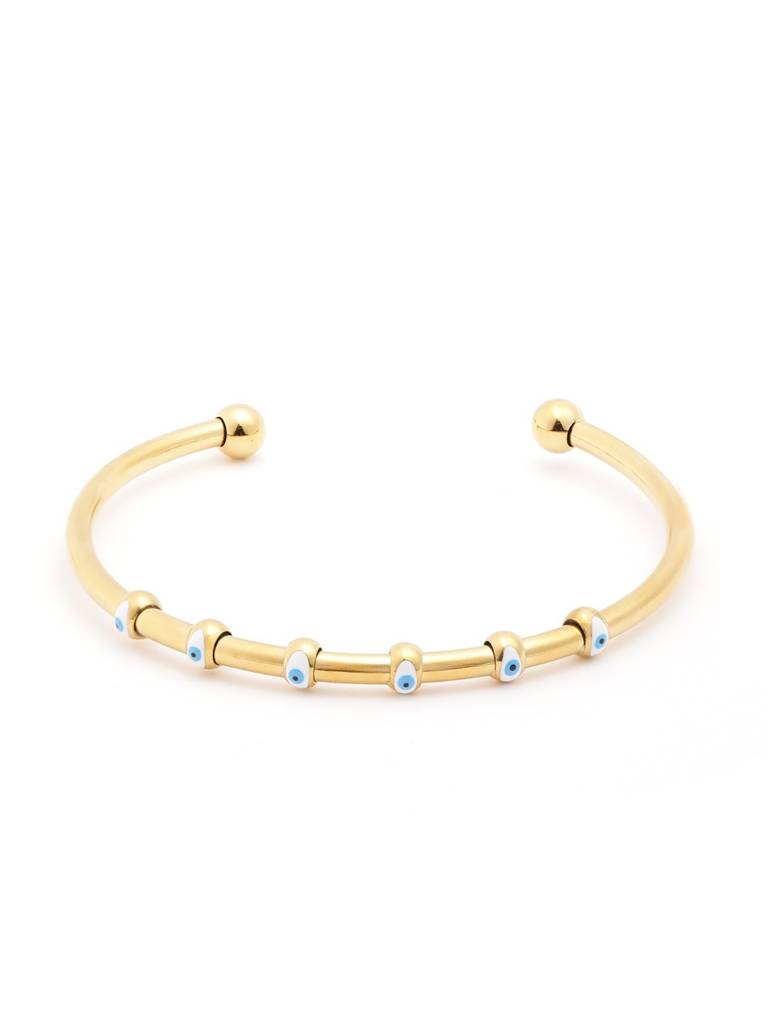 18Kt Gold Plated Evil Eye Cuff Link Bracelet : FJB5536